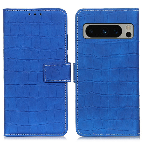 Google Pixel 8 Pro Magnetic Crocodile Texture Leather Phone Case - Blue