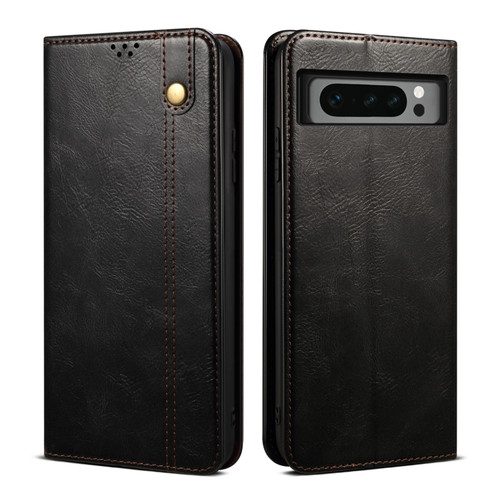 Google Pixel 8 Pro Oil Wax Crazy Horse Texture Leather Phone Case - Black