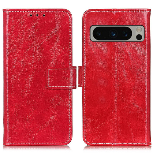 Google Pixel 8 Pro Retro Crazy Horse Texture Flip Leather Phone Case - Red