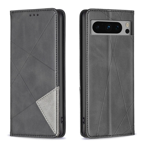 Google Pixel 8 Pro Rhombus Texture Magnetic Leather Phone Case - Black