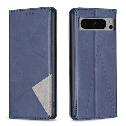 Google Pixel 8 Pro Rhombus Texture Magnetic Leather Phone Case - Blue