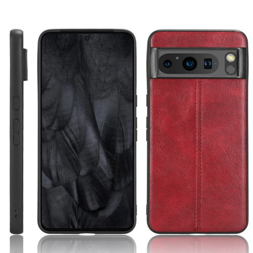 Google Pixel 8 Pro Sewing Cow Pattern Skin PC + PU + TPU Phone Case - Red