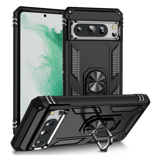 Google Pixel 8 Pro Shockproof TPU + PC Phone Case with Holder - Black