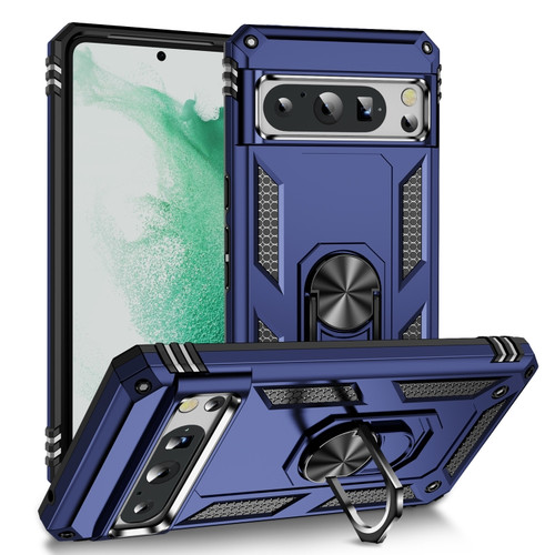 Google Pixel 8 Pro Shockproof TPU + PC Phone Case with Holder - Blue