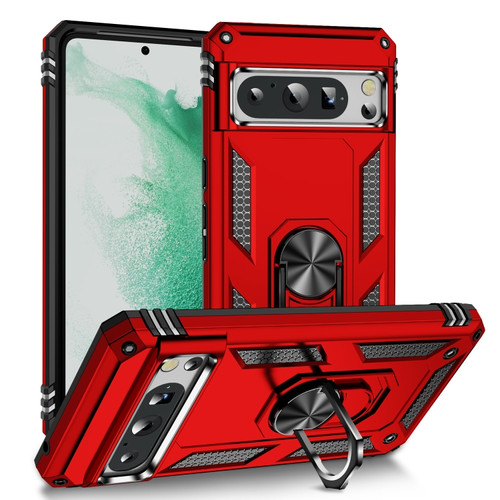 Google Pixel 8 Pro Shockproof TPU + PC Phone Case with Holder - Red