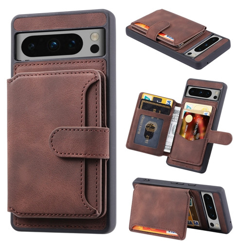Google Pixel 8 Pro Skin Feel Dream RFID Anti-theft PU Card Bag Phone Case - Coffee