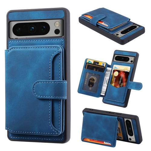 Google Pixel 8 Pro Skin Feel Dream RFID Anti-theft PU Card Bag Phone Case - Peacock Blue