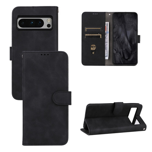 Google Pixel 8 Pro Skin Feel Magnetic Flip Leather Phone Case - Black