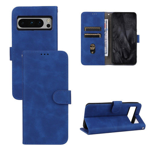 Google Pixel 8 Pro Skin Feel Magnetic Flip Leather Phone Case - Blue