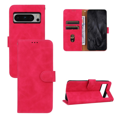 Google Pixel 8 Pro Skin Feel Magnetic Flip Leather Phone Case - Rose Red