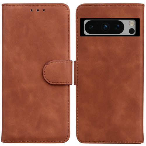 Google Pixel 8 Pro Skin Feel Pure Color Flip Leather Phone Case - Brown