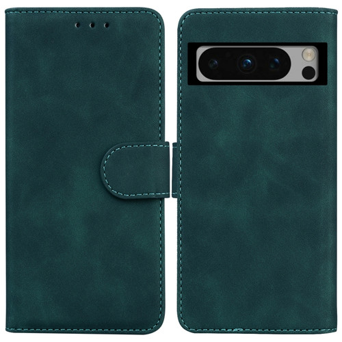 Google Pixel 8 Pro Skin Feel Pure Color Flip Leather Phone Case - Green