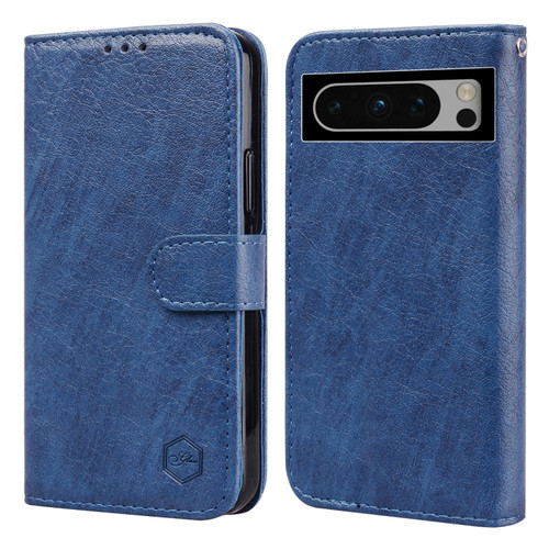 Google Pixel 8 Pro Skin Feeling Oil Leather Texture PU + TPU Phone Case - Dark Blue