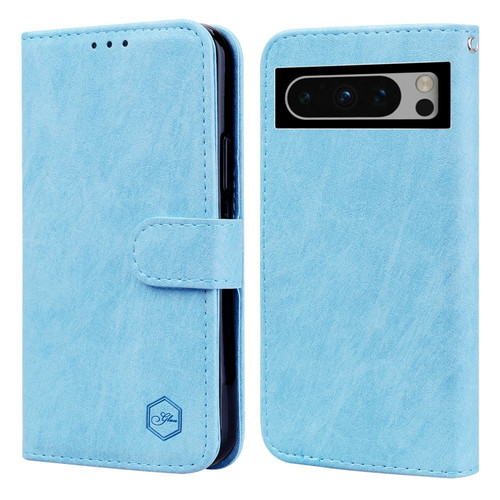 Google Pixel 8 Pro Skin Feeling Oil Leather Texture PU + TPU Phone Case - Light Blue