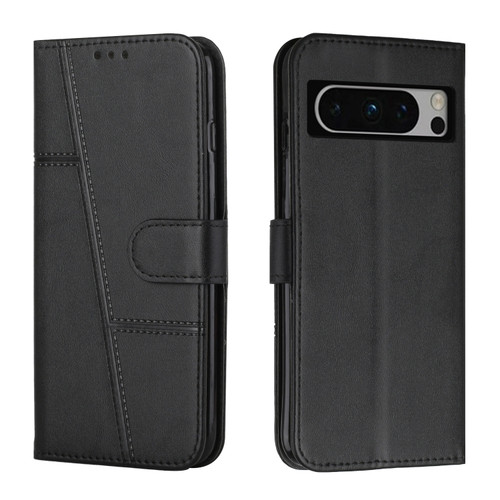 Google Pixel 8 Pro Stitching Calf Texture Buckle Leather Phone Case - Black