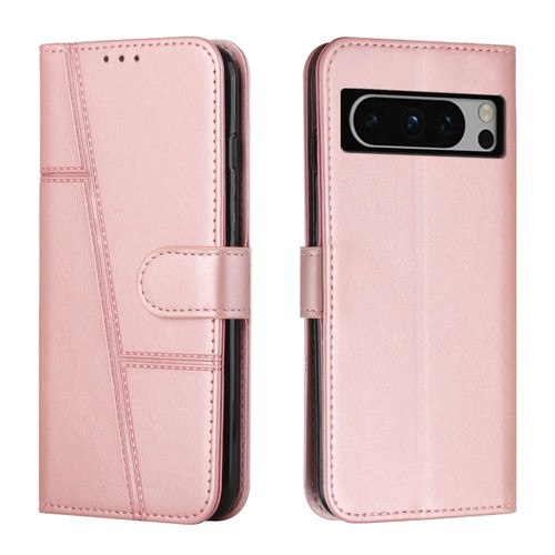Google Pixel 8 Pro Stitching Calf Texture Buckle Leather Phone Case - Rose Gold