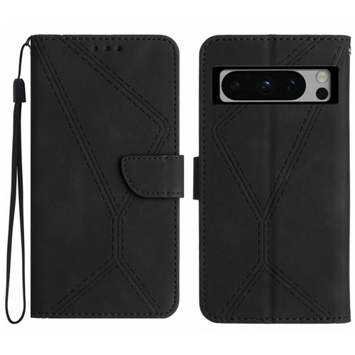 Google Pixel 8 Pro Stitching Embossed Leather Phone Case - Black