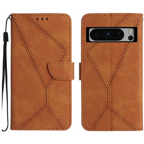 Google Pixel 8 Pro Stitching Embossed Leather Phone Case - Brown