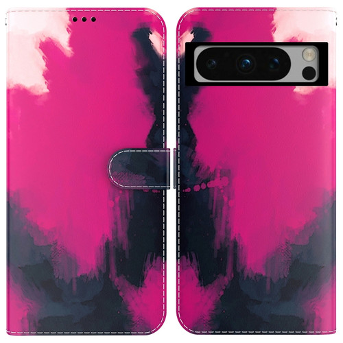 Google Pixel 8 Pro Watercolor Pattern Flip Leather Phone Case - Berry