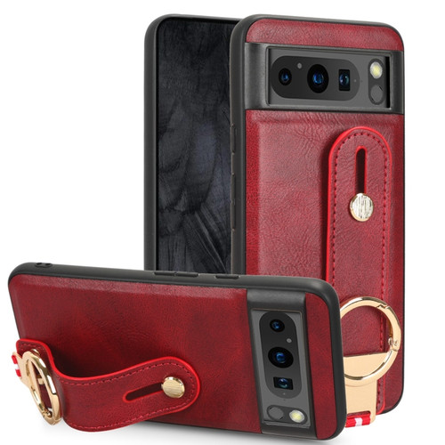 Google Pixel 8 Pro Wristband Leather Back Phone Case - Red