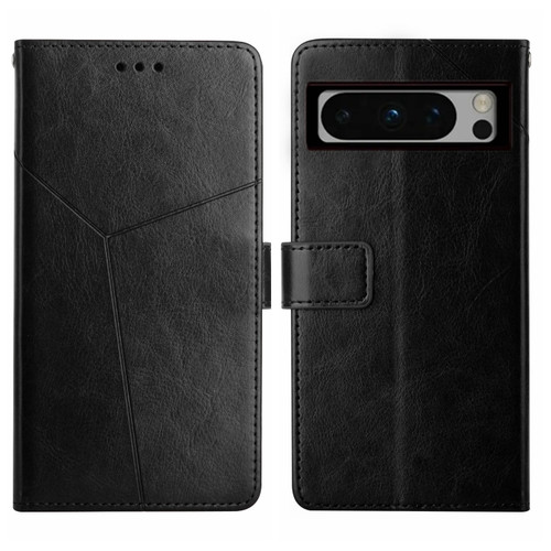 Google Pixel 8 Pro Y-shaped Pattern Flip Leather Phone Case - Black