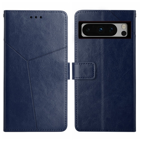 Google Pixel 8 Pro Y-shaped Pattern Flip Leather Phone Case - Blue
