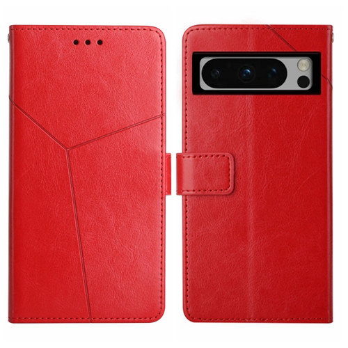 Google Pixel 8 Pro Y-shaped Pattern Flip Leather Phone Case - Red