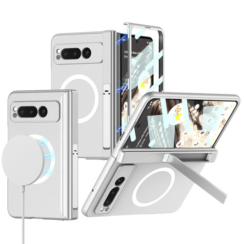 Google Pixel Fold GKK Integrated Magsafe Fold Hinge Full Coverage Phone Case with Holder - White