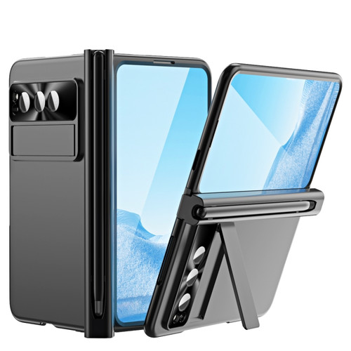 Google Pixel Fold Integrated Electroplating Pen Slot Folding Phone Case with Stylus - Black