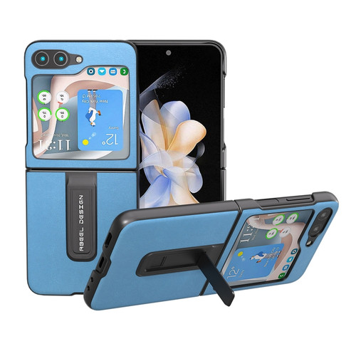 Samsung Galaxy Z Flip5 ABEEL Arashi Texture PU Phone Case with Holder - Sky Blue