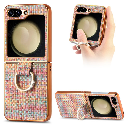 Samsung Galaxy Z Flip5 5G Fantasy Weave Plating Diamond Ring Phone Case - Pink