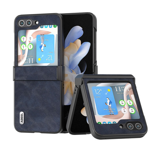 Samsung Galaxy Z Flip5 ABEEL Cowhide Texture PU Phone Case - Blue