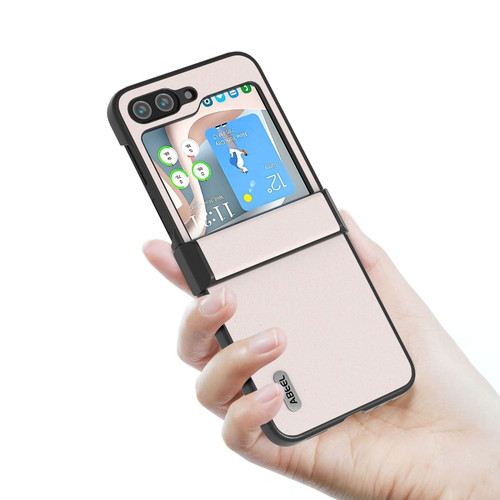 Samsung Galaxy Z Flip5 ABEEL 3 in 1 Glitter Series PU Phone Case - White