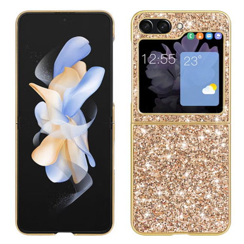 Samsung Galaxy Z Flip5 5G Glitter Powder Shockproof TPU Phone Case - Gold