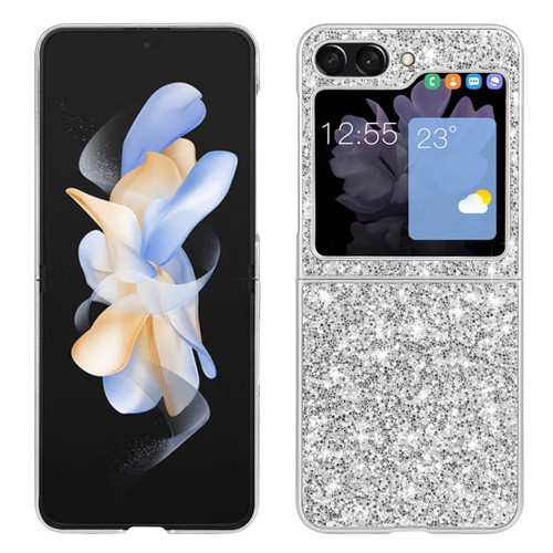 Samsung Galaxy Z Flip5 5G Glitter Powder Shockproof TPU Phone Case - Silver