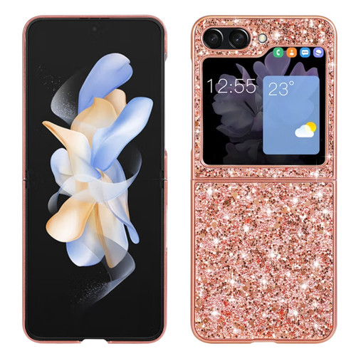 Samsung Galaxy Z Flip5 5G Glitter Powder Shockproof TPU Phone Case - Rose Gold