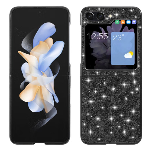 Samsung Galaxy Z Flip5 5G Glitter Powder Shockproof TPU Phone Case - Black