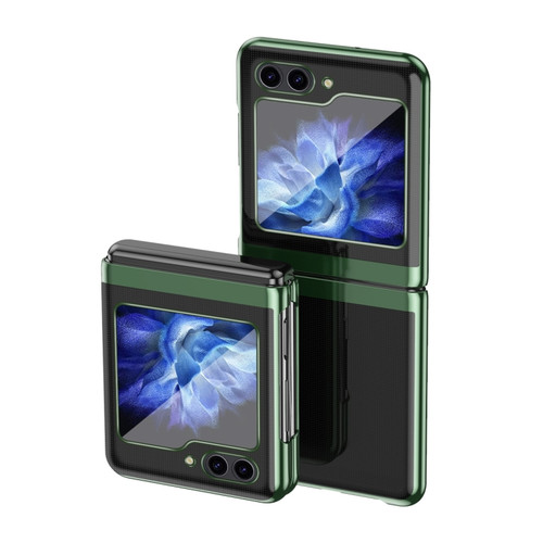 Samsung Galaxy Z Flip5   5G Electroplating Transparent PC Shockproof Phone Case - Green