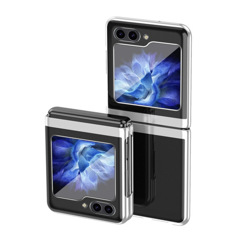 Samsung Galaxy Z Flip5   5G Electroplating Transparent PC Shockproof Phone Case - Silver