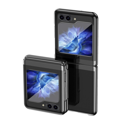 Samsung Galaxy Z Flip5   5G Electroplating Transparent PC Shockproof Phone Case - Black