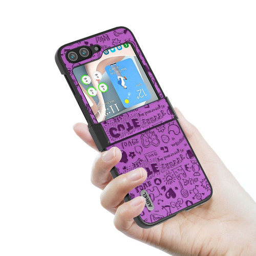 Samsung Galaxy Z Flip5 ABEEL 3 in 1 Glitter Series PU Phone Case - Purple