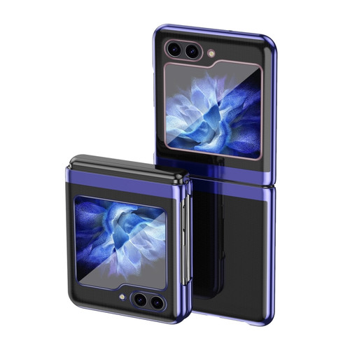 Samsung Galaxy Z Flip5   5G Electroplating Transparent PC Shockproof Phone Case - Blue