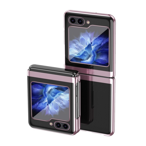 Samsung Galaxy Z Flip5   5G Electroplating Transparent PC Shockproof Phone Case - Rose gold