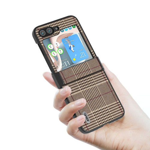 Samsung Galaxy Z Flip5 ABEEL 3 in 1 Glitter Series PU Phone Case - Houndstooth