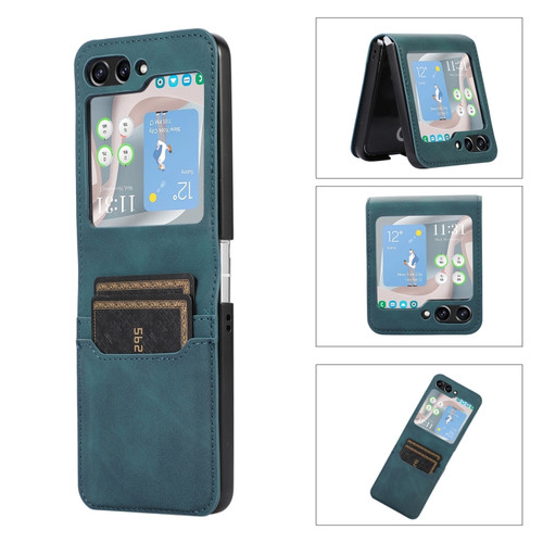 Samsung Galaxy Z Flip5 Card Slot Leather Phone Case - Green