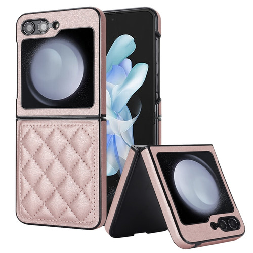 Samsung Galaxy Z Flip5 Rhombic Microfiber Folding Phone Case - Pink