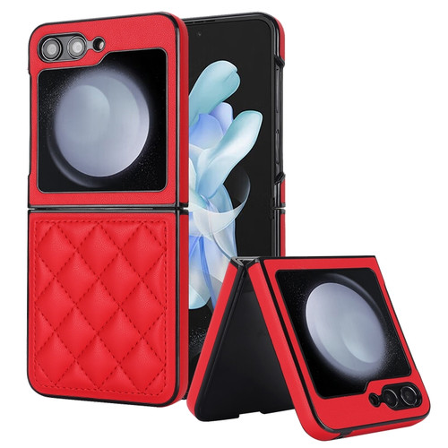 Samsung Galaxy Z Flip5 Rhombic Microfiber Folding Phone Case - Red