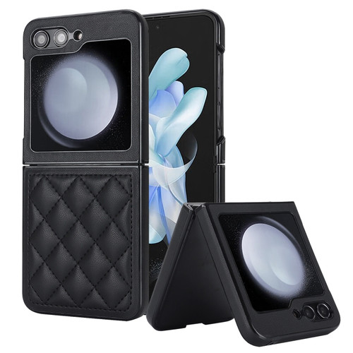 Samsung Galaxy Z Flip5 Rhombic Microfiber Folding Phone Case - Black