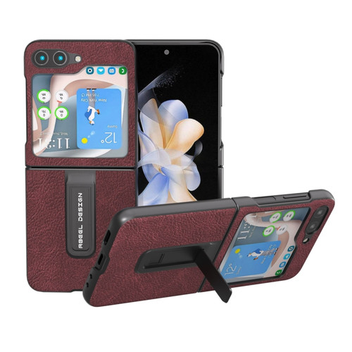 Samsung Galaxy Z Flip5 ABEEL Dream Litchi Texture PU Phone Case with Holder - Purple