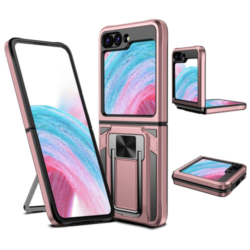 Samsung Galaxy Z Flip5 2 in 1 Holder Magnetic Armor Shockproof Phone Case - Rose Gold